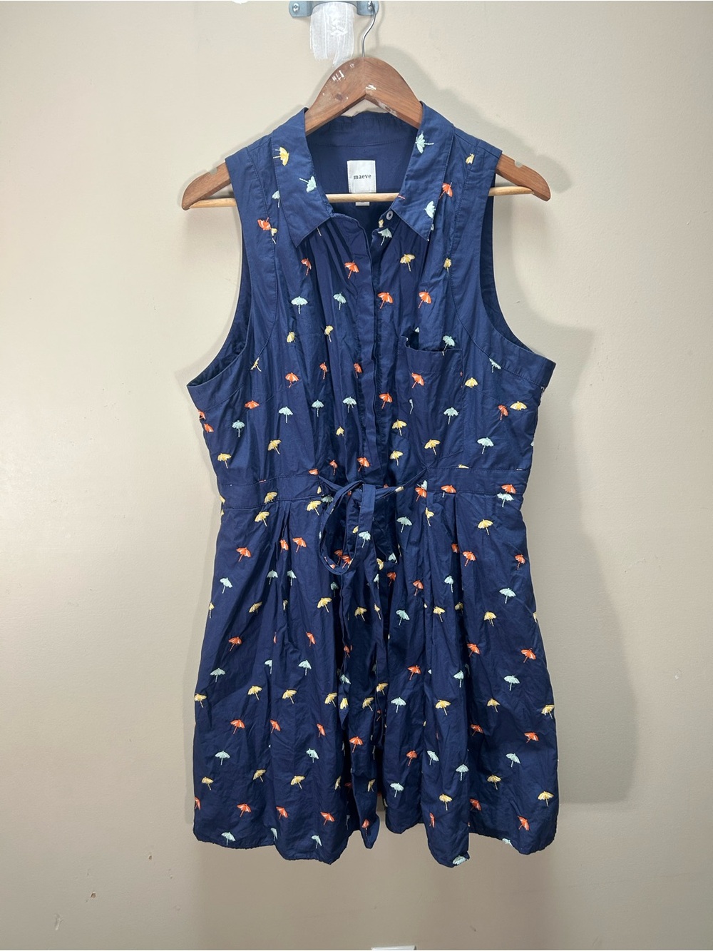 Anthropologie Maeve Sleeveless Mini Tank Embroidered Umbrella Shirt Dress XL - Picture 3 of 10